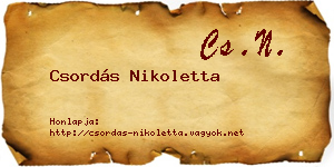 Csordás Nikoletta névjegykártya